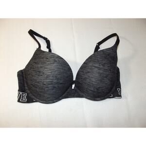 SO Underwire Love Plunge BRA - Size 38C - Push Up Black Heathered